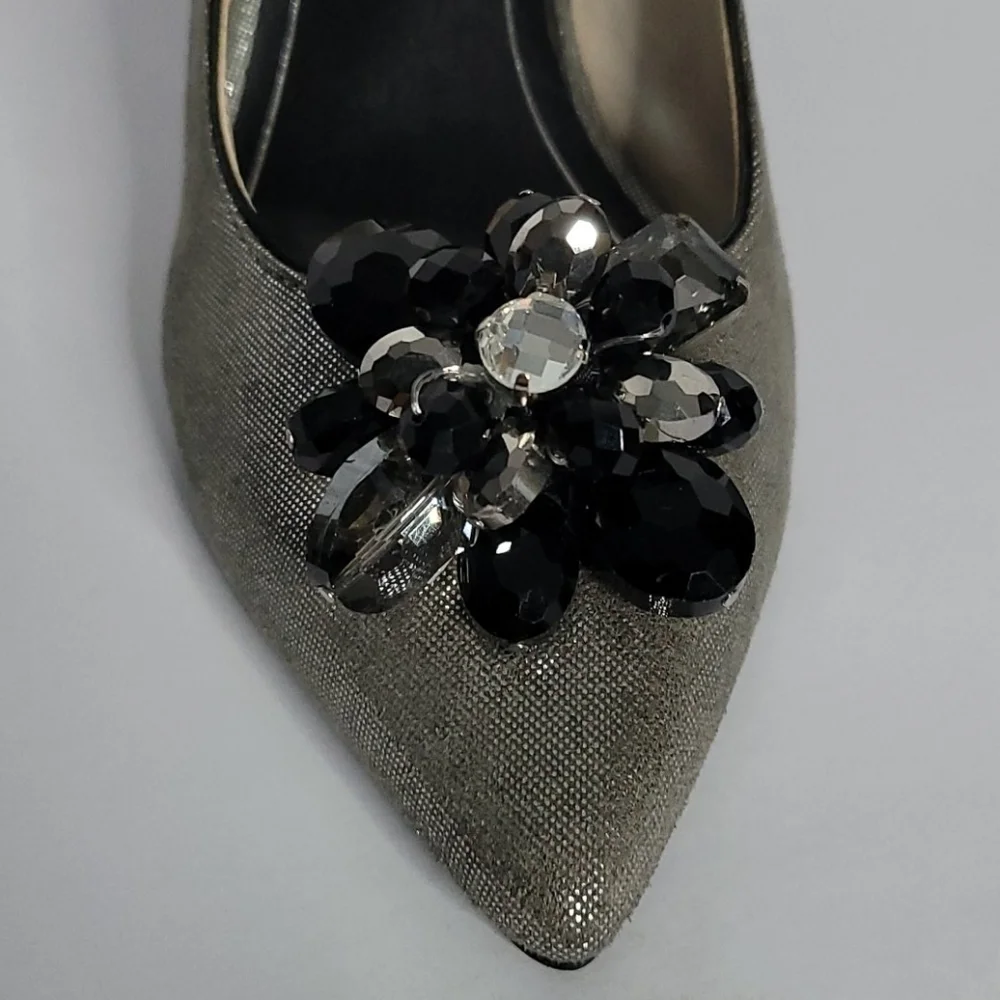 Caparros Gun Metal Jewel High Heel Evening Shoes - Picture 4 of 13